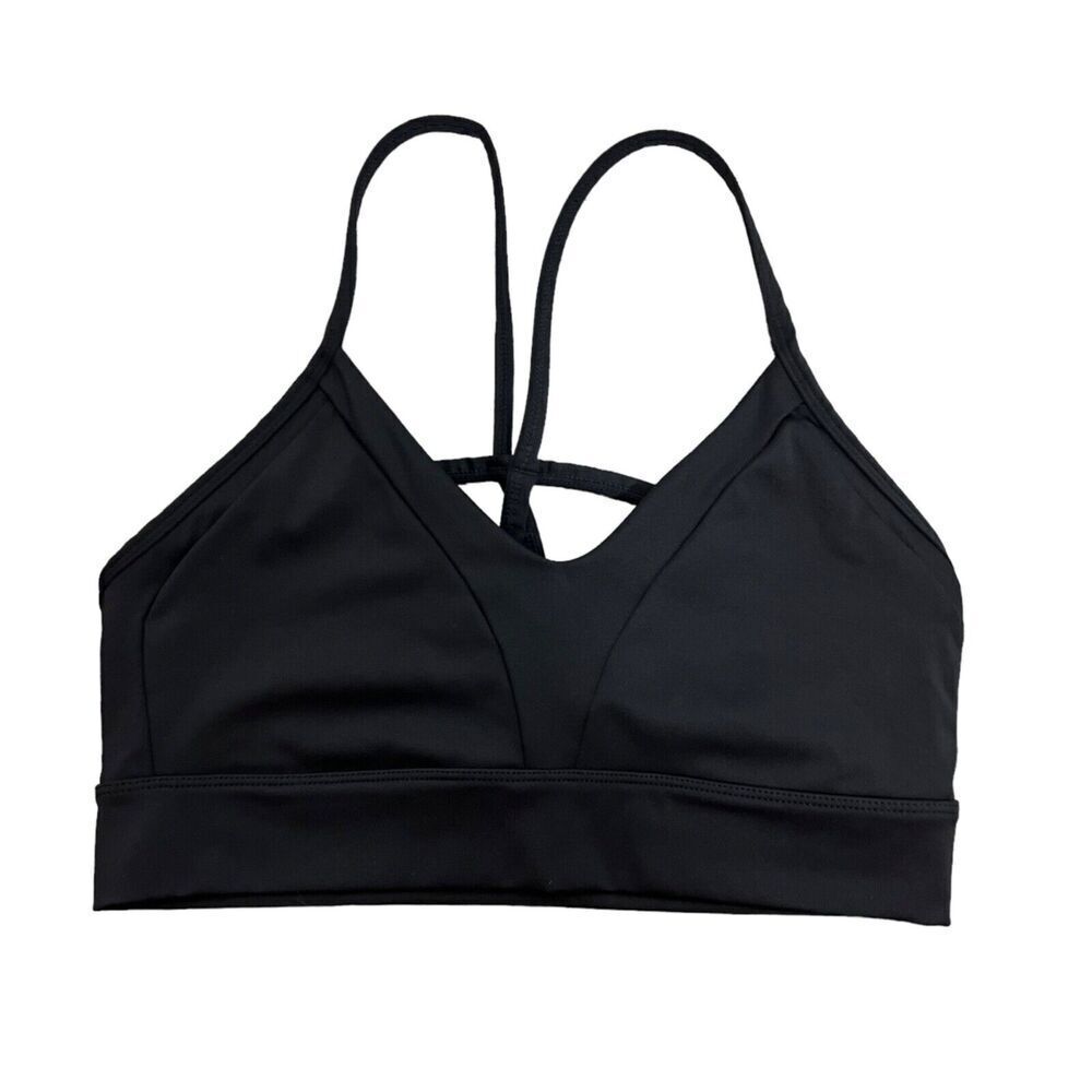 Balance Athletica The Lux Form Sports Bra Small Black V-Neck Outdoor Activewear